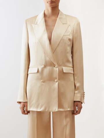 gabriela hearst - elmore double-breasted satin suit jacket - womens - champagne