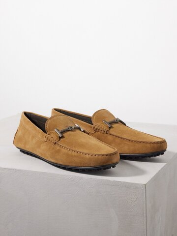 tod's - city gommino suede loafers - mens - brown