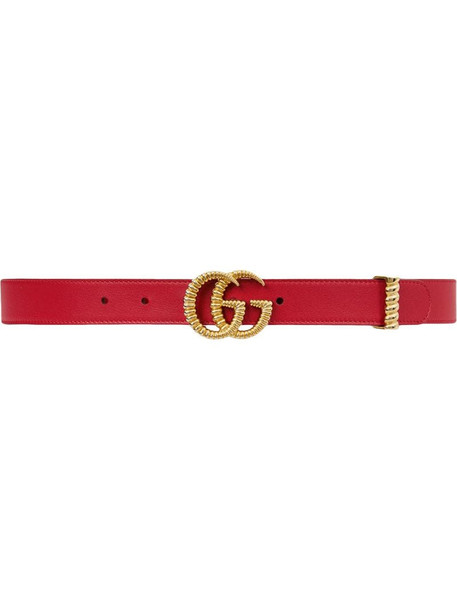 Gucci Leather belt with torchon Double G buckle in red