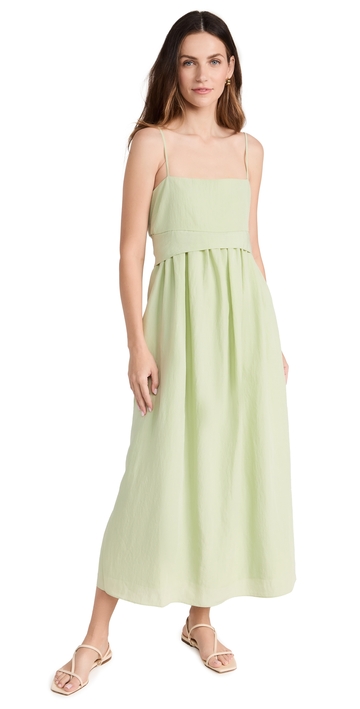 vince ruched panelled dress sweet grass s