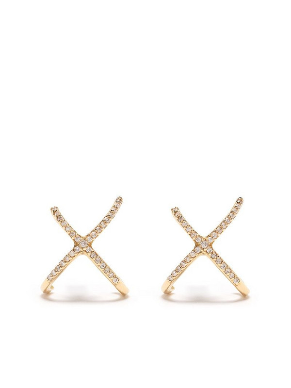 THE ALKEMISTRY 18kt yellow gold diamond Aria cross stud earrings