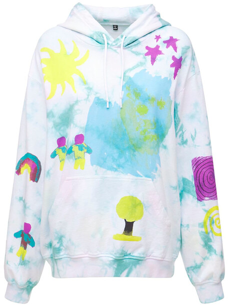 MCQ Printed Cotton Jersey Hoodie in blue / multi