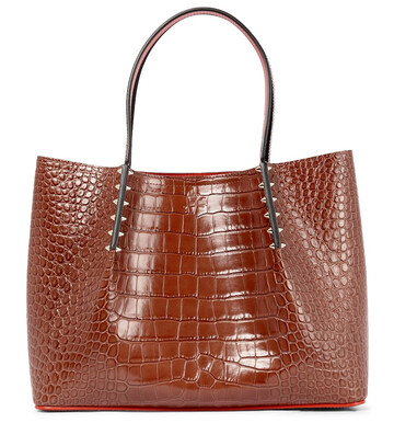 Christian Louboutin Cabarock Small croc-effect leather tote in brown