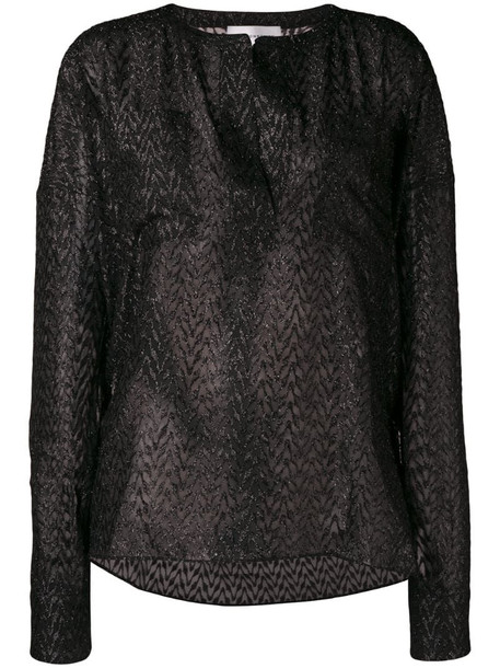Faith Connexion embellished sheer blouse in black