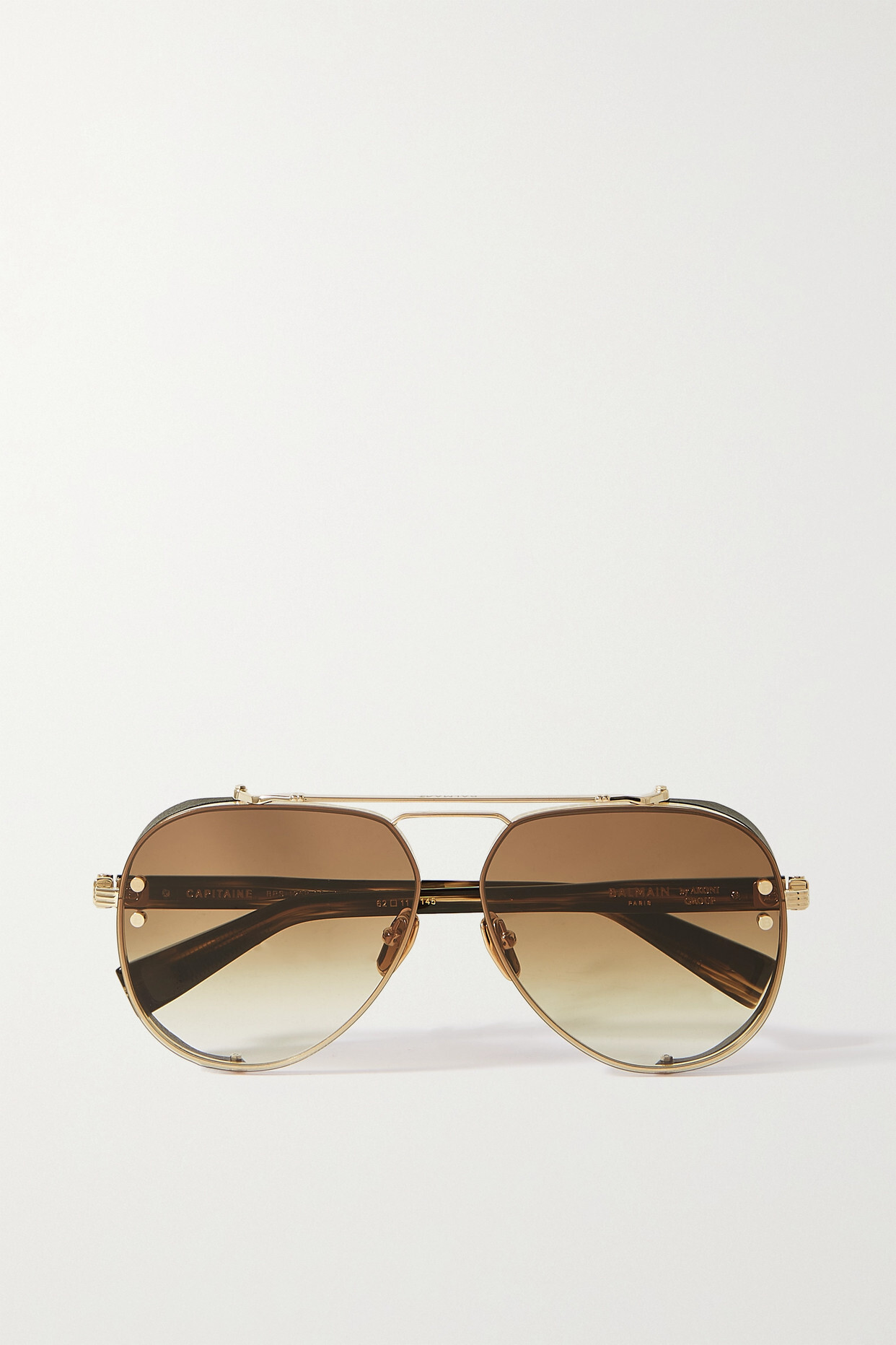 Balmain - Captaine Aviator-style Gold-tone And Acetate Sunglasses - Brown