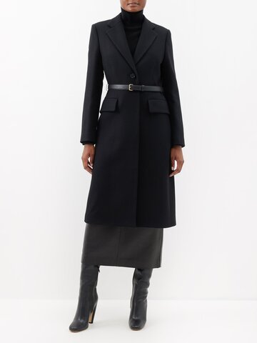 burberry - belted single-breasted camelhair-blend coat - womens - black