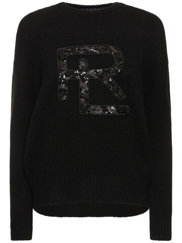 RALPH LAUREN COLLECTION Sequined Cashmere Blend Knit Sweater in black