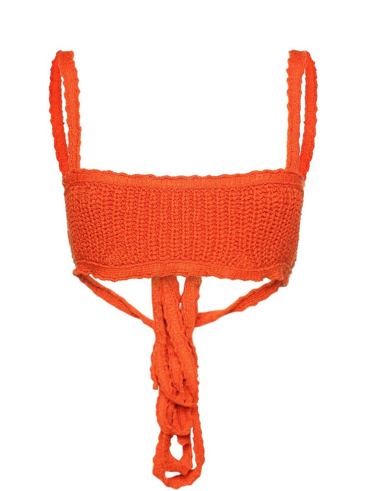 ALANUI Caribbean Vibes Cotton Knit Bra Top in orange