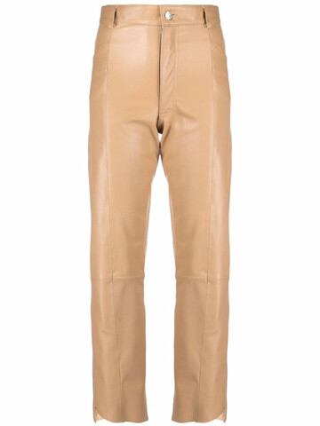 manokhi doma straight leg leather trousers - neutrals