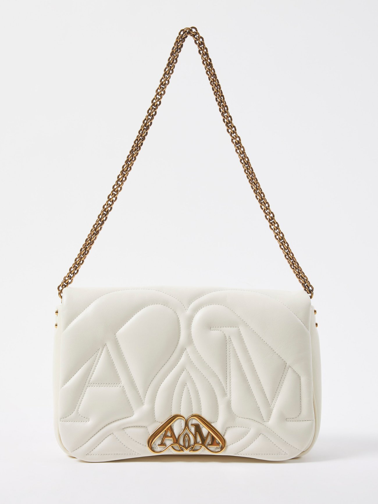 Alexander Mcqueen - Logo-plaque Quilted-leather Shoulder Bag - Womens - Ivory