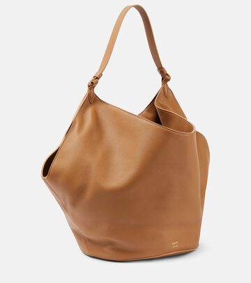 khaite lotus medium leather tote bag in brown