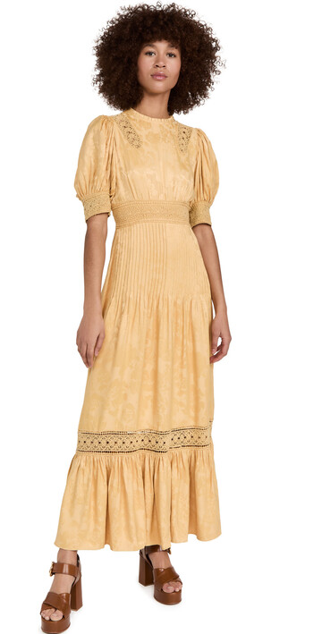 byTiMo Jacquard Embroidery Dress in yellow