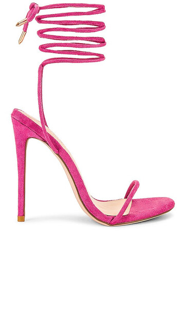 FEMME LA Barely There Lace Up Heel in Fucshia in pink