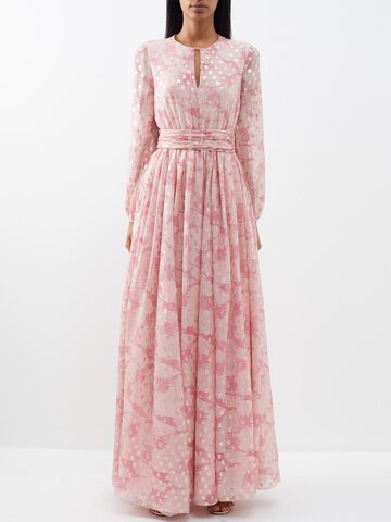 giambattista valli - polka-dot silk-blend georgette gown - womens - pale pink