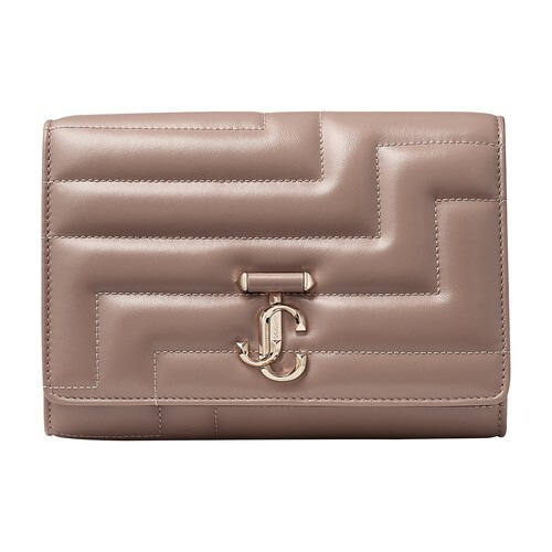 Jimmy Choo Varenne leather clutch in gold / pink