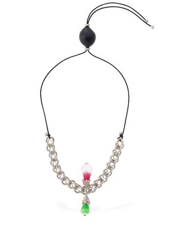 PANCONESI Chenille Chain Necklace in silver / multi