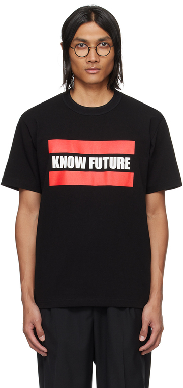 sacai black 'know future' t-shirt