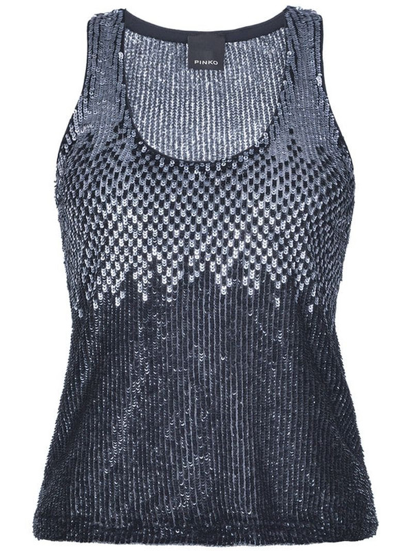 Pinko sequin embroidered tank top in black