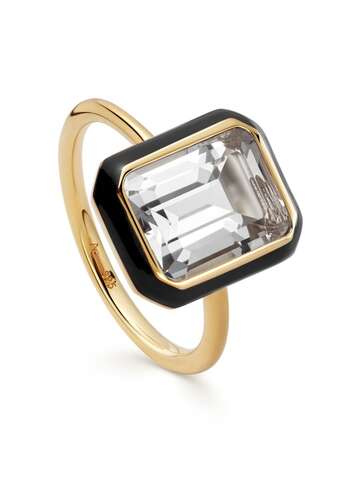 astley clarke gold flare white topaz emerald cut slip-on ring