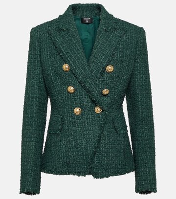balmain tweed blazer in green