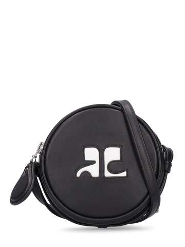 COURREGES Small Circle Leather Bag in black