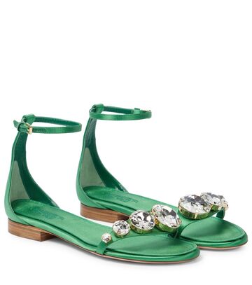 Giambattista Valli Embellished satin sandals in green