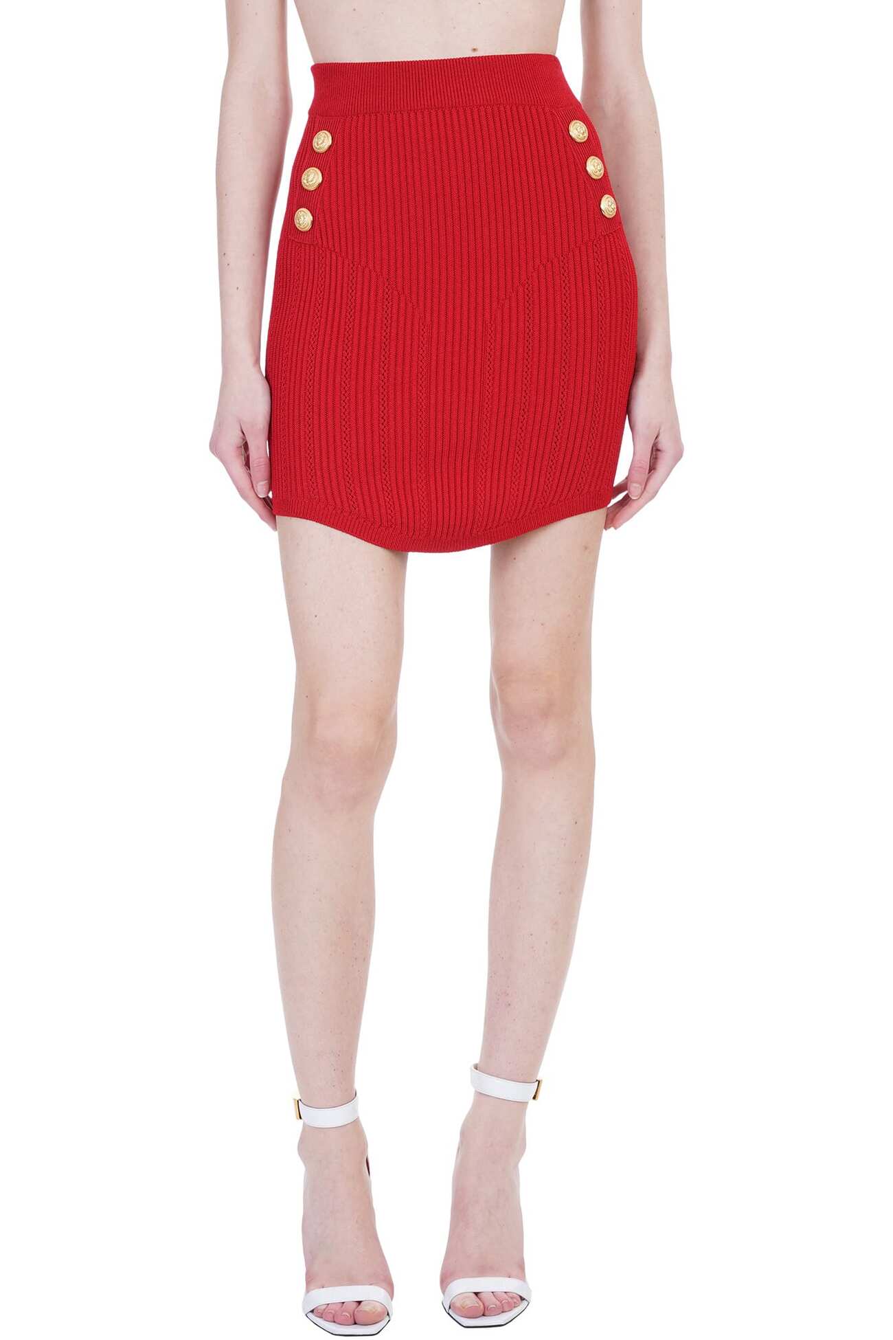 Balmain Skirt In Red Viscose