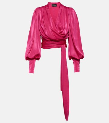 costarellos mouglalis wrap satin blouse in pink