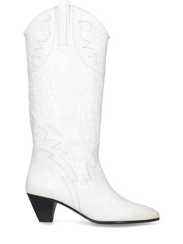 by far 60mm melvin croc embossed leather boots in white