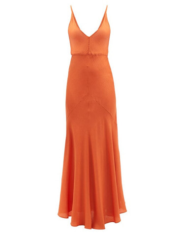 gabriela hearst - brigita embroidered cashmere-blend twill dress - womens - orange