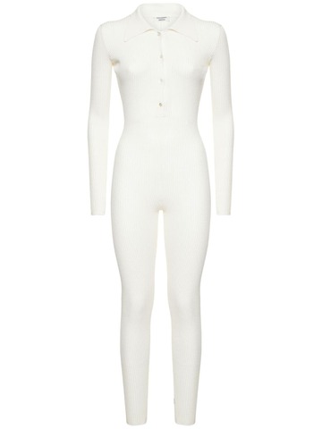EVANGELIE SMYRNIOTAKI X AMOTEA Cara Fitted Viscose Blend Knit Jumpsuit in white