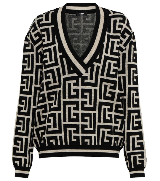 Balmain Monogram wool-blend sweater in black