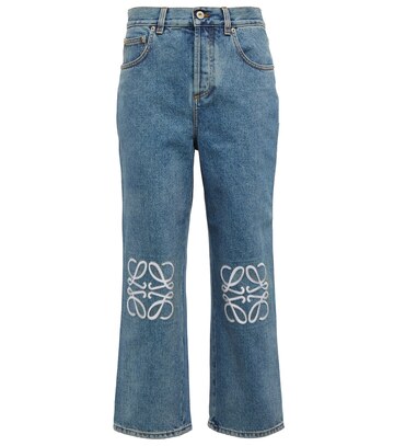 loewe anagram high-rise cropped jeans in blue