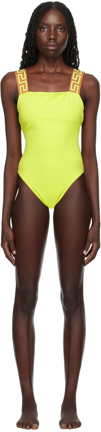 versace underwear yellow greca border swimsuit in camel