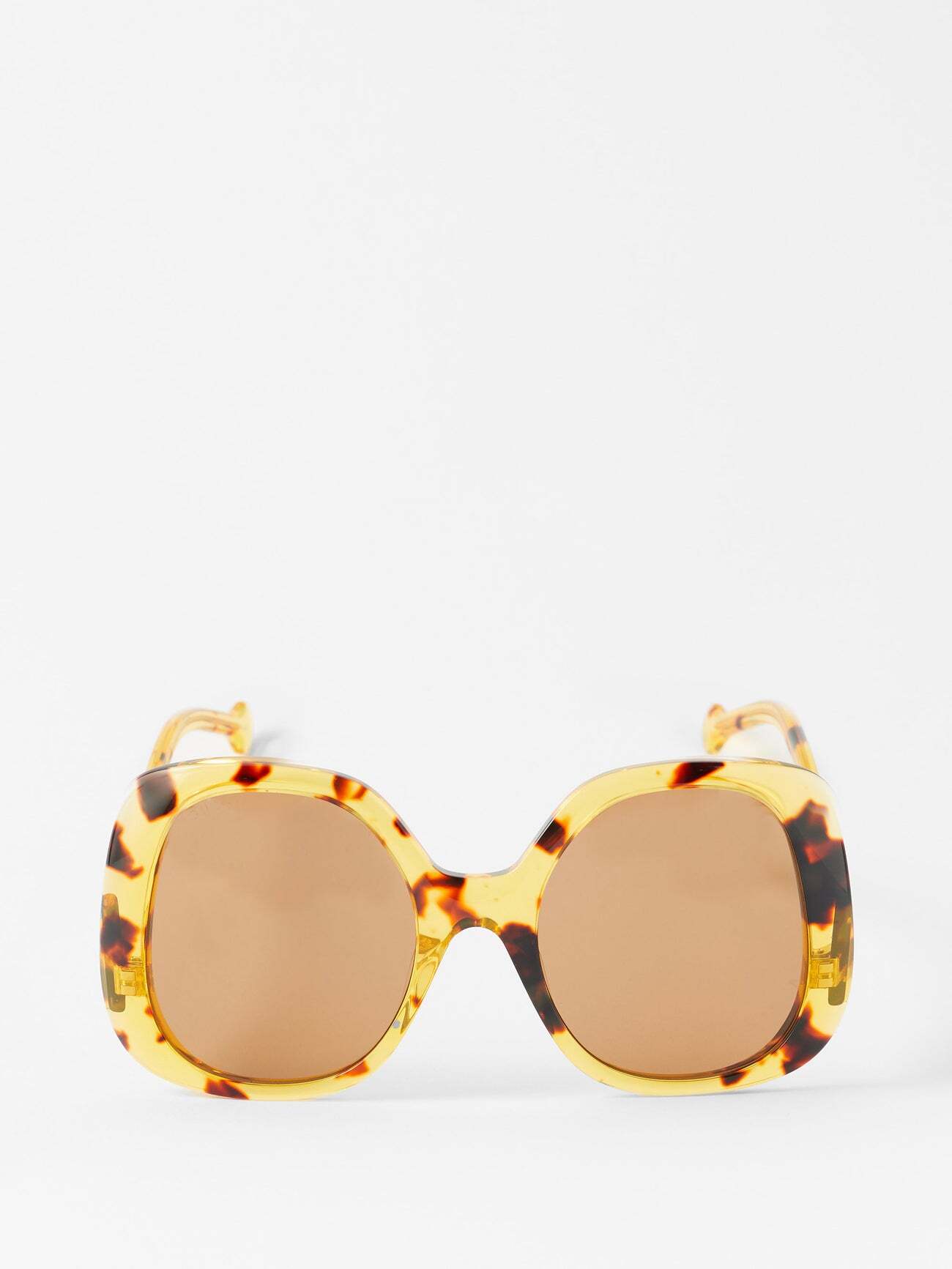 Gucci Eyewear - Oversized Butterfly-frame Acetate Sunglasses - Womens - Brown Multi