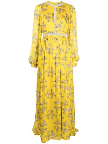 macgraw baroque floral-print gown dress - gold