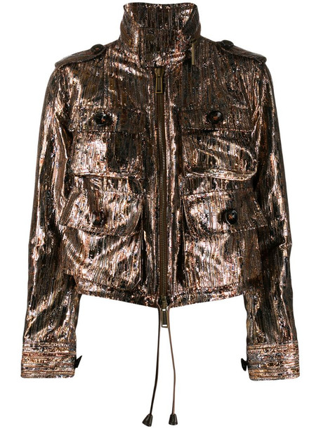 Dsquared2 metallic lurex utility jacket in brown