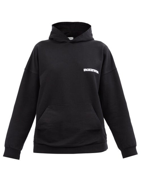 Balenciaga - Logo-print Cotton-jersey Hooded Sweatshirt - Womens - Black