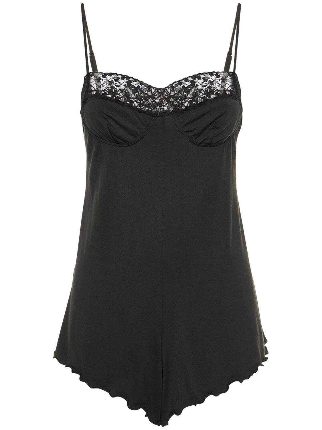 WEWOREWHAT Lace Romper in black