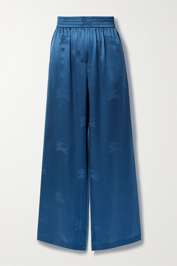 burberry - silk-satin jacquard wide-leg pants - blue