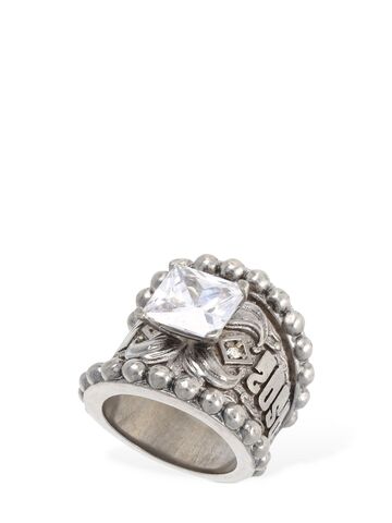 dsquared2 vintage crystal thick ring in silver