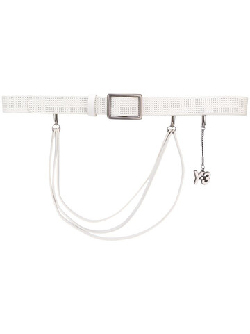 Yohji Yamamoto Pre-Owned 2000's logo charm perforated belt in white
