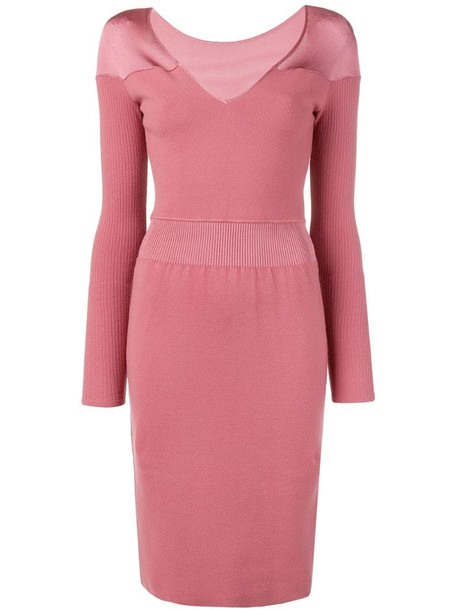 Alaïa Pre-Owned v-neck knit dress in pink