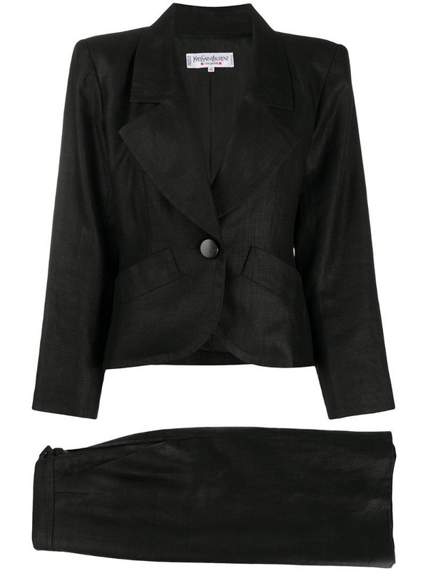 Yves Saint Laurent Pre-Owned slim-fit skirt suit in black