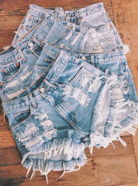 ripped blue jean shorts