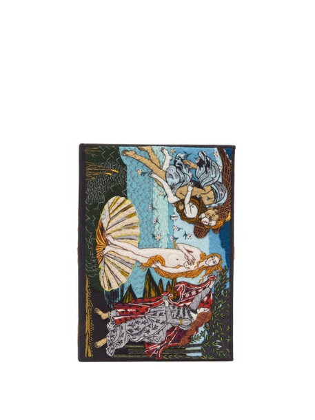Olympia Le-tan - The Birth Of Venus Embroidered Book Clutch - Womens - Black Multi