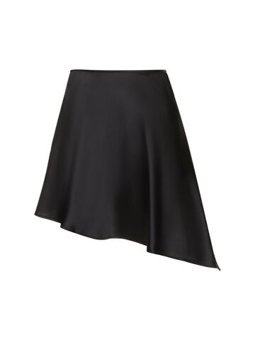 WEWOREWHAT Ruffled Satin Mini Skirt in black