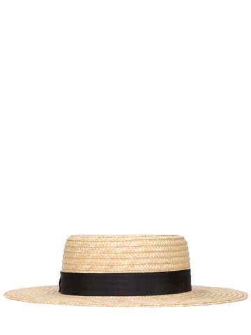 lack of color the spencer boater straw hat in black / natural
