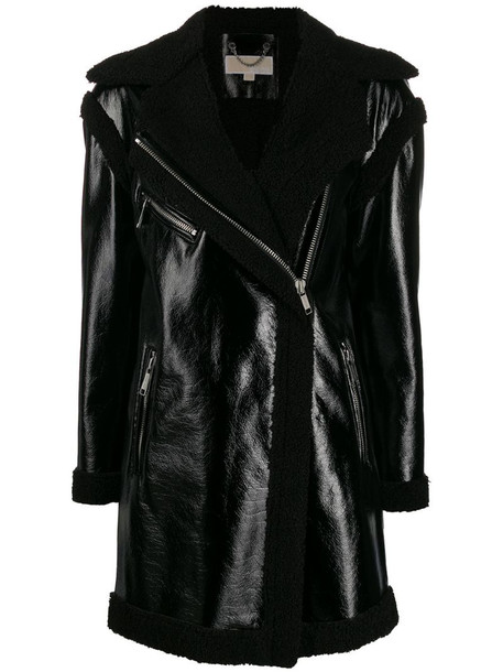 Michael Michael Kors shearling lining zip coat in black