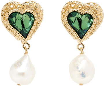 safsafu gold eden love earrings in green